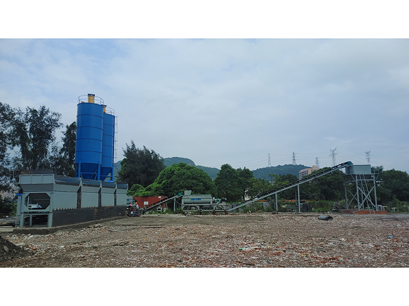 WDJ800型中间皮带式二次搅拌稳定土拌合站配立式水泥仓