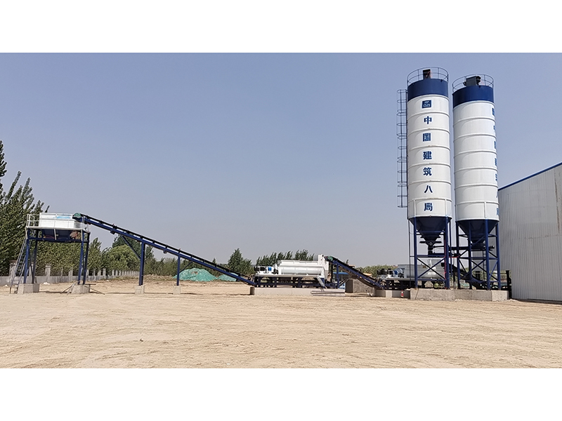 WDJ800型中间皮带式二次搅拌水稳拌合站配立式仓