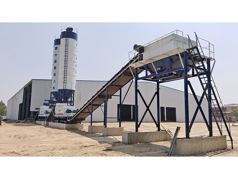 WDJ800型中间皮带式二次搅拌水稳拌和站配立式仓