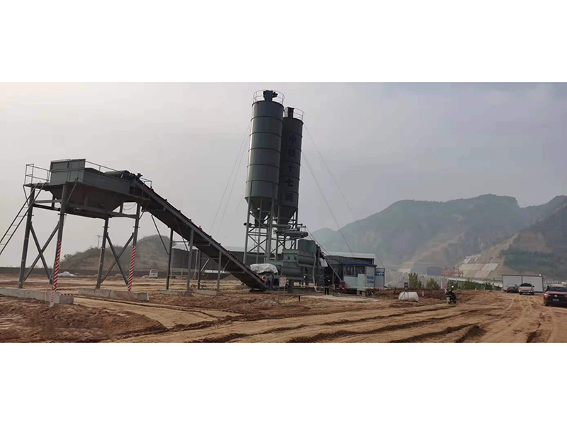 WDJ800型叠加式二次搅拌水稳拌合站配立式水泥仓