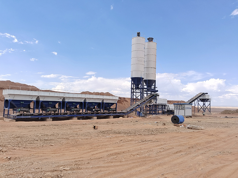 WDJ700型叠加式二次搅拌水稳拌合站配立式水泥仓