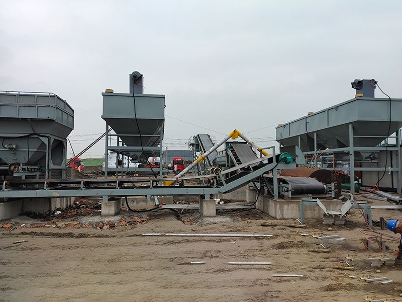 WDJ600型稳定土拌合站配卧式仓