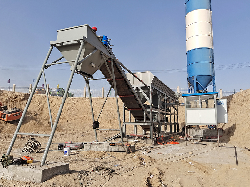 WDJ400型免基础水稳拌和站配立式水泥仓