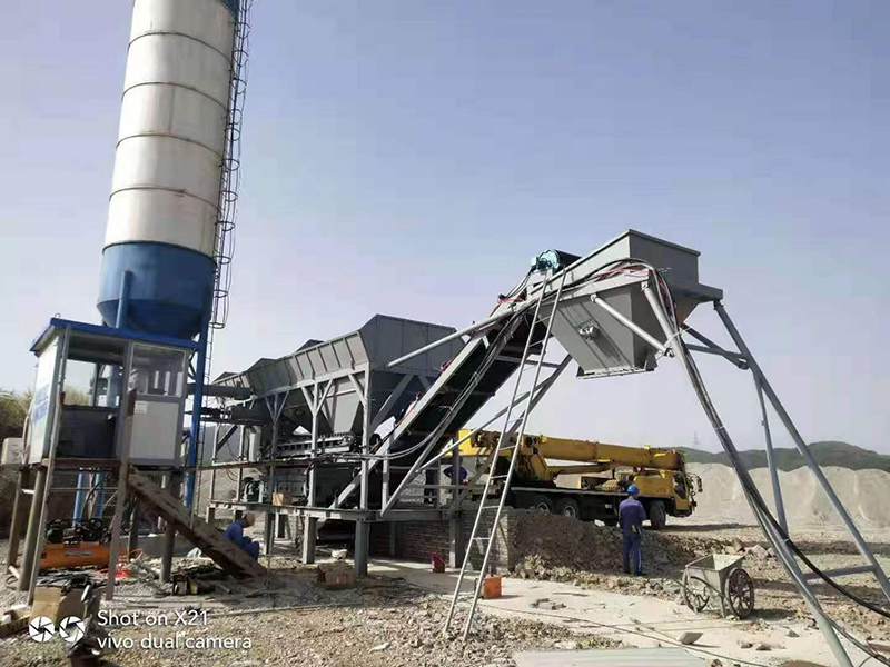 WDJ500型免基础水稳拌和站配立式水泥仓