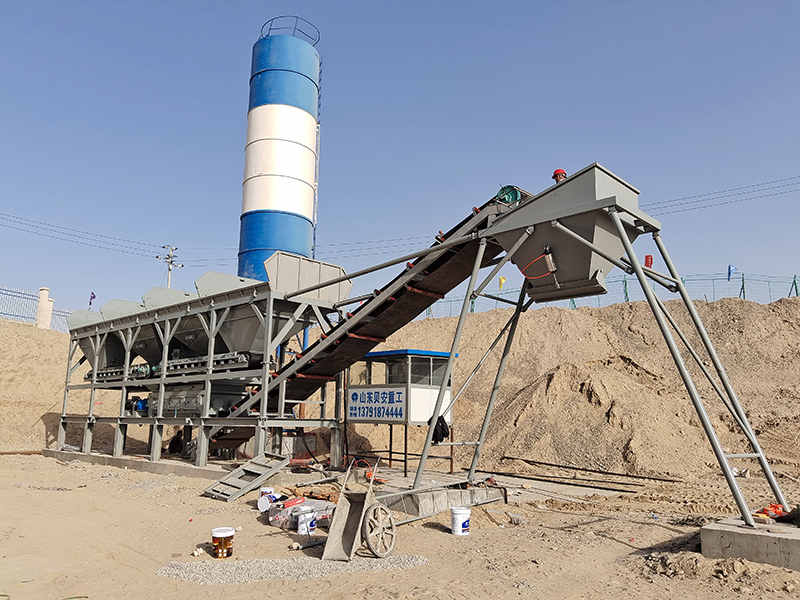 WDJ400型免基础水稳拌合站配立式水泥仓