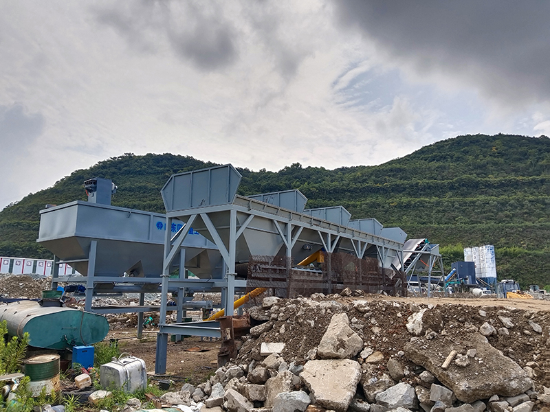 WDJ600型免基础稳定土拌合站配卧式水泥仓