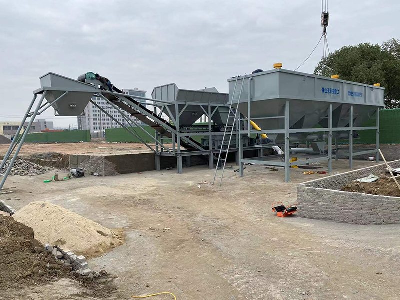 WDJ600型免基础水稳搅拌站配卧式水泥仓