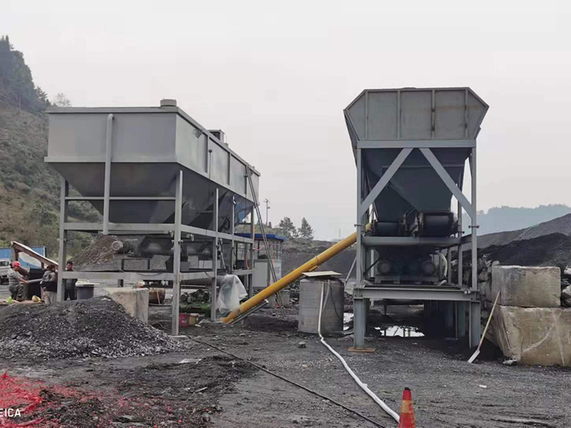 WDJ300型免基础水稳拌和站配卧式水泥仓