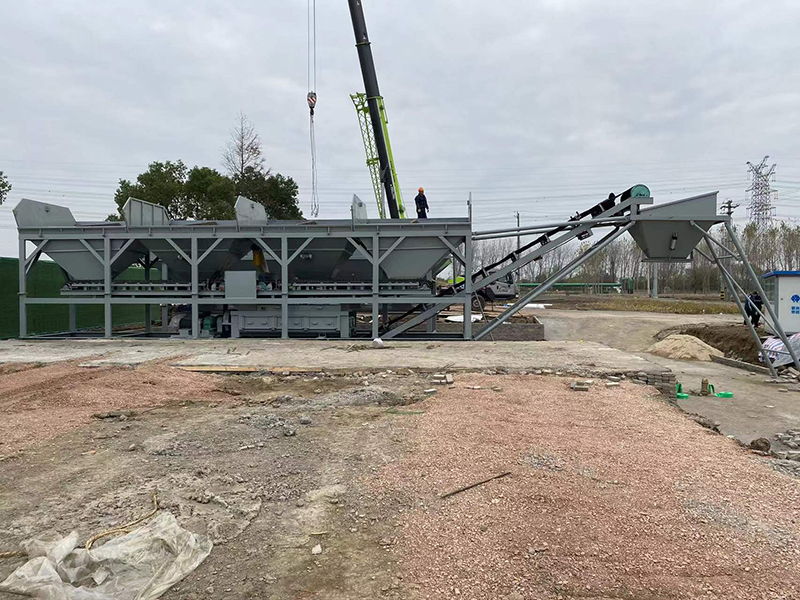 WDJ400型免基础水稳拌合站配卧式水泥仓